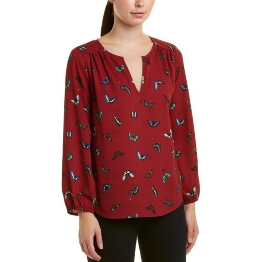 JOIE Butterfly Print Top Chiffon Blouse Sz XXS - Picture 2 of 6